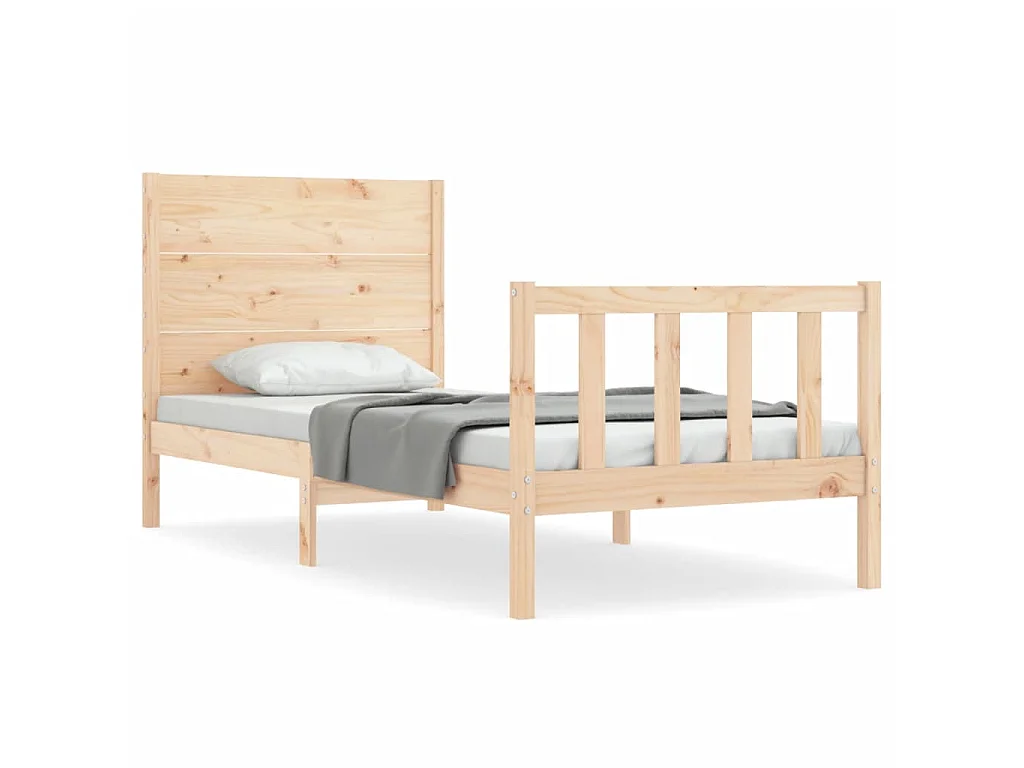 Cama 100x200 cm con cabecero madera maciza ES82815