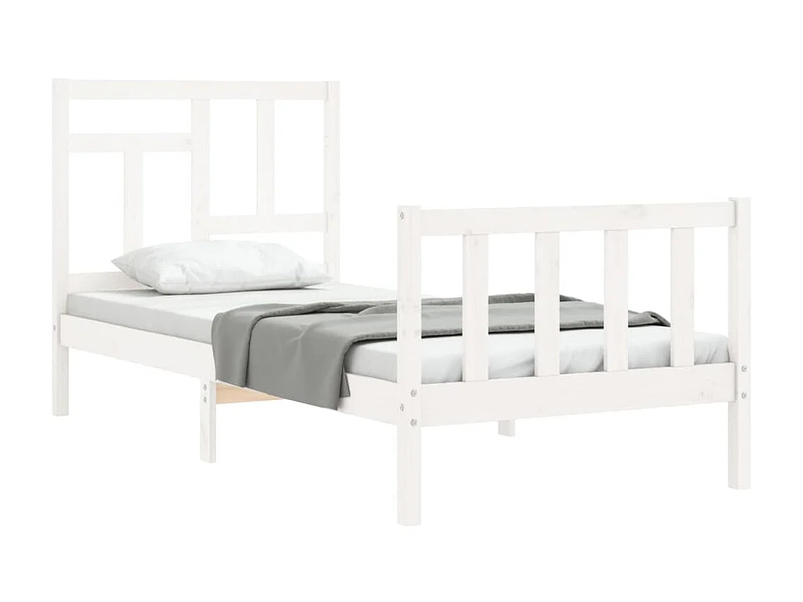 Lit-90x200 cm avec tête de lit blanc bois massif EGGB75237