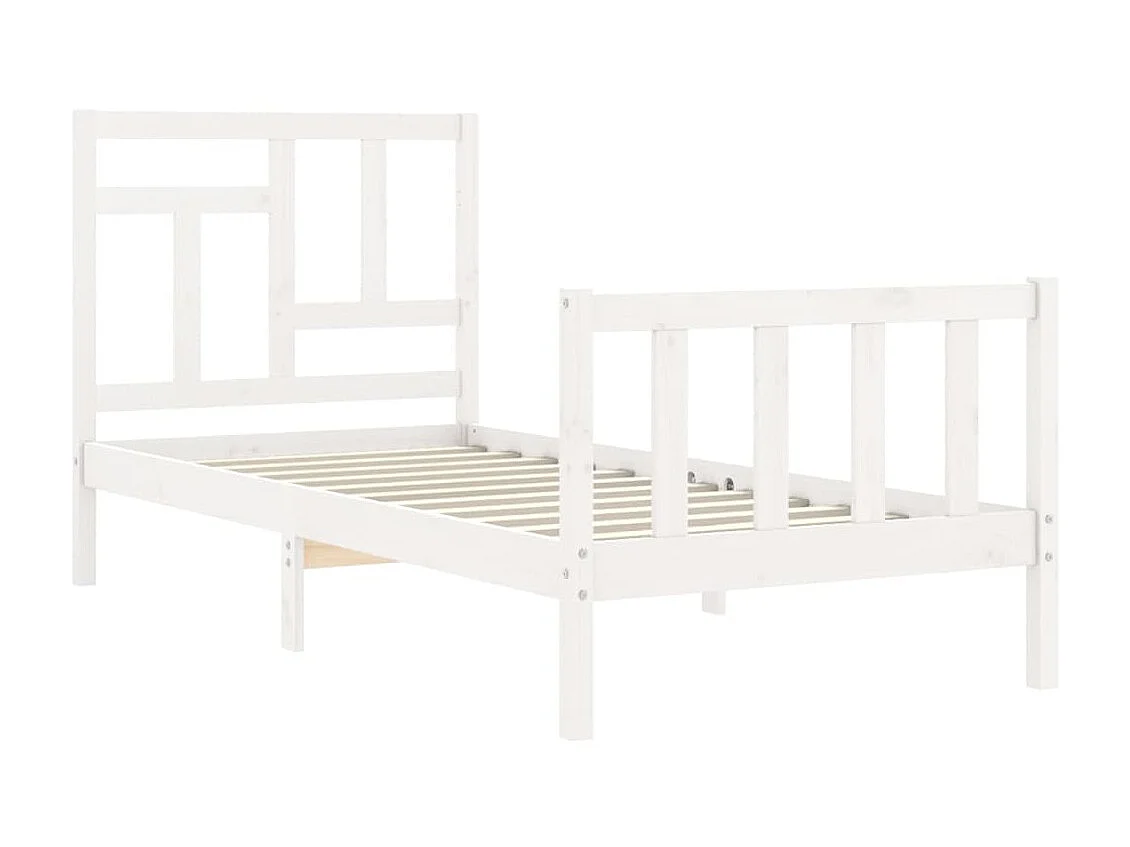 Lit-90x200 cm avec tête de lit blanc bois massif EGGB75237