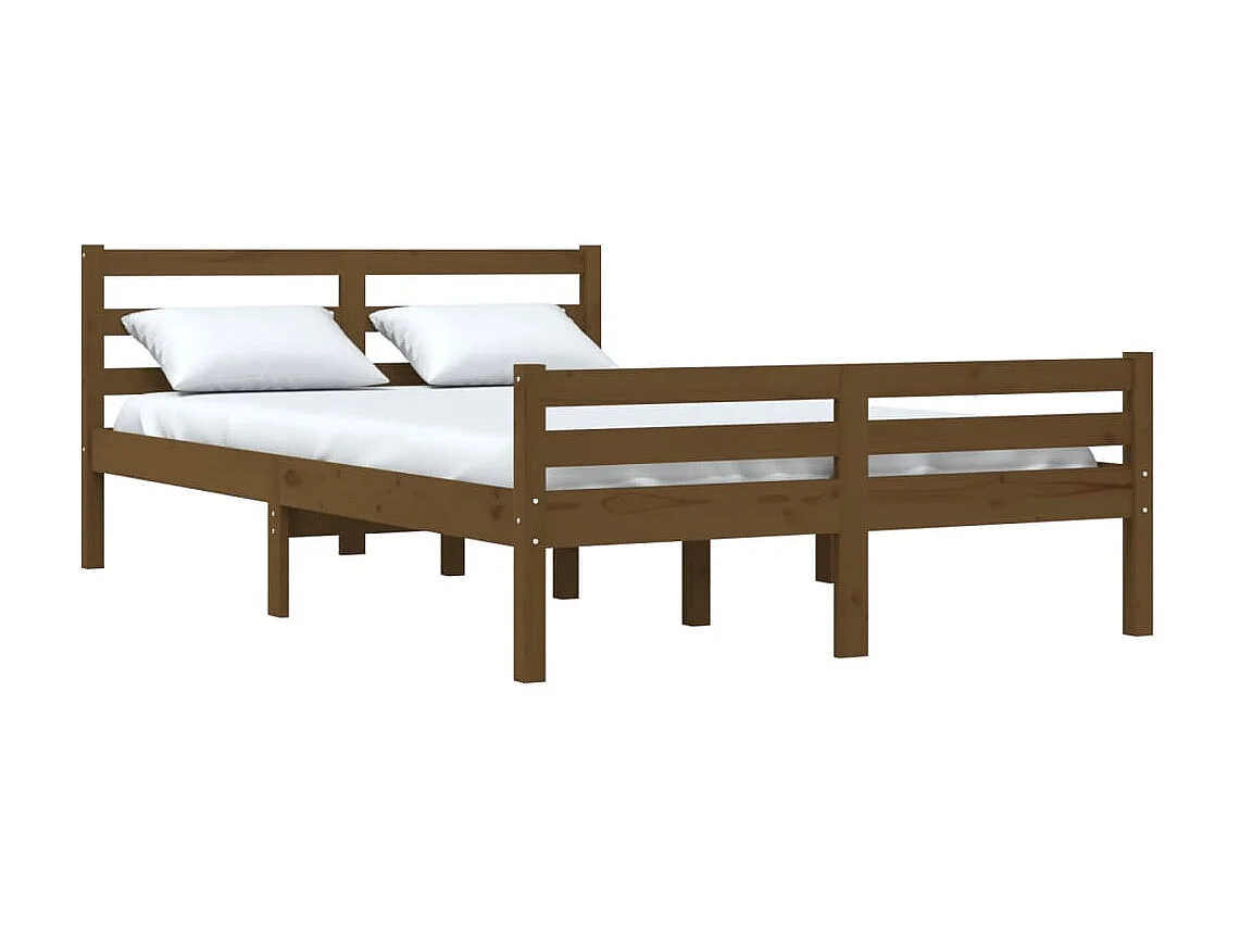 Lit-120x190 cm Marron miel Bois massif Petit Double EGGB58448