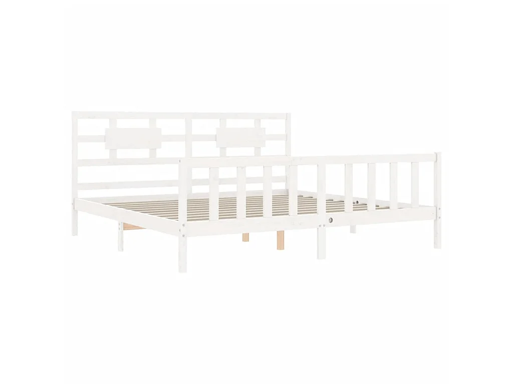 Lit-200x200 cm avec tête de lit blanc bois massif EGGB80142