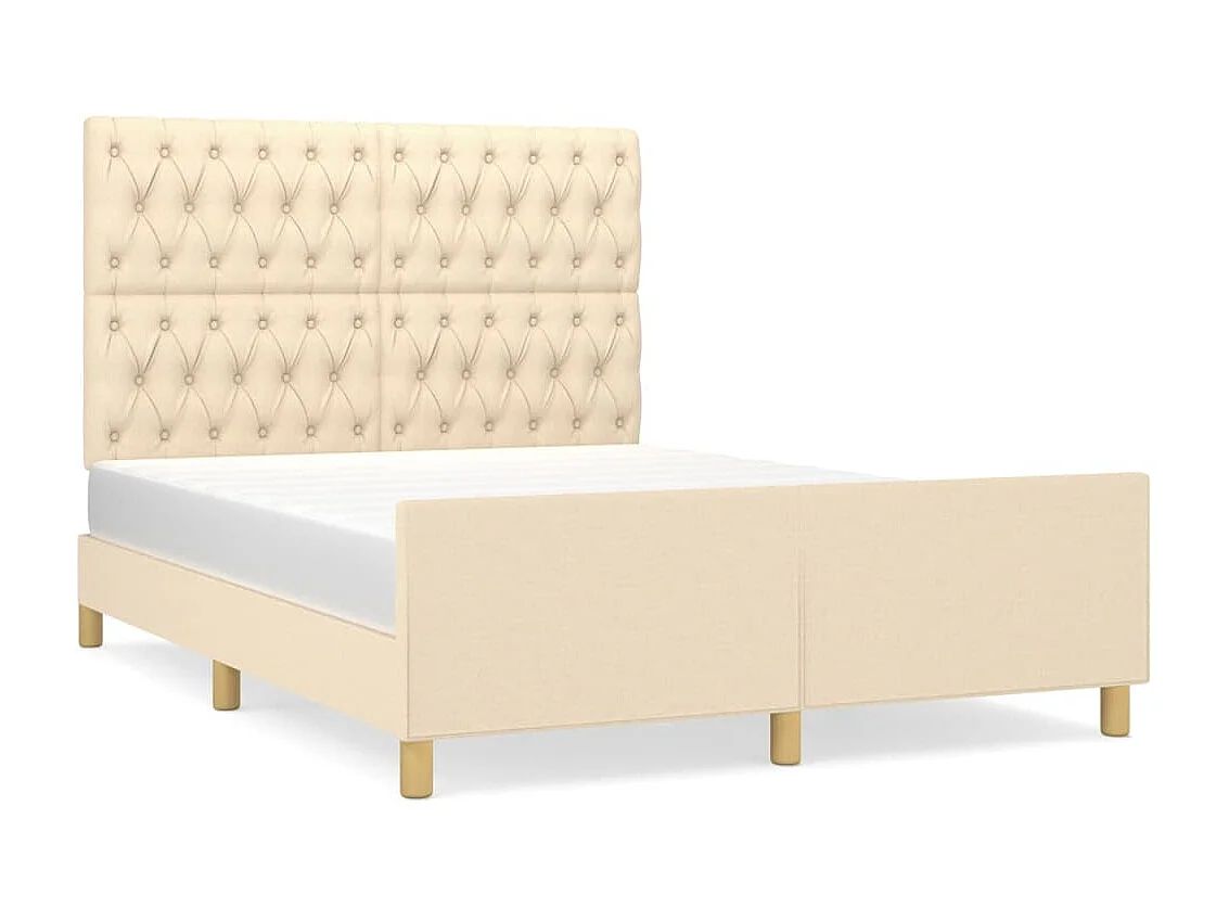 Cama 140x200 cm con cabecero de tela color crema ES68094