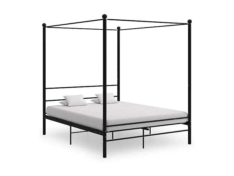 Lit-160x200 cm à baldaquin Noir Métal EGGB27319