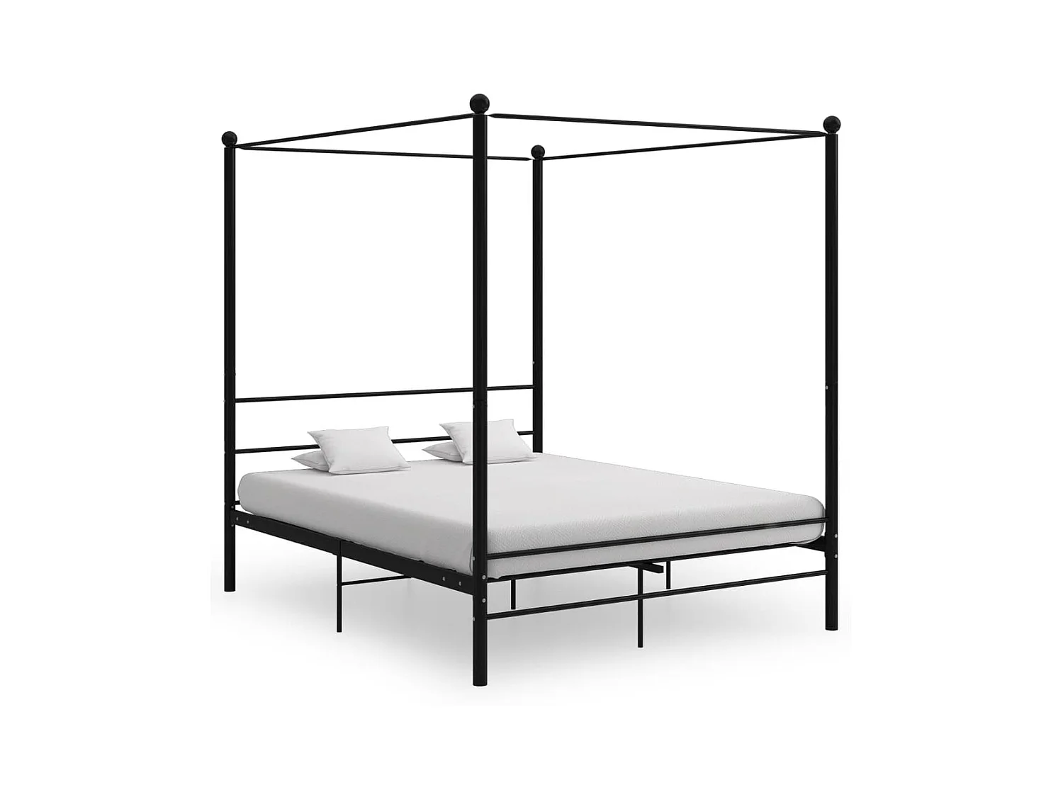 Lit-160x200 cm à baldaquin Noir Métal EGGB27319