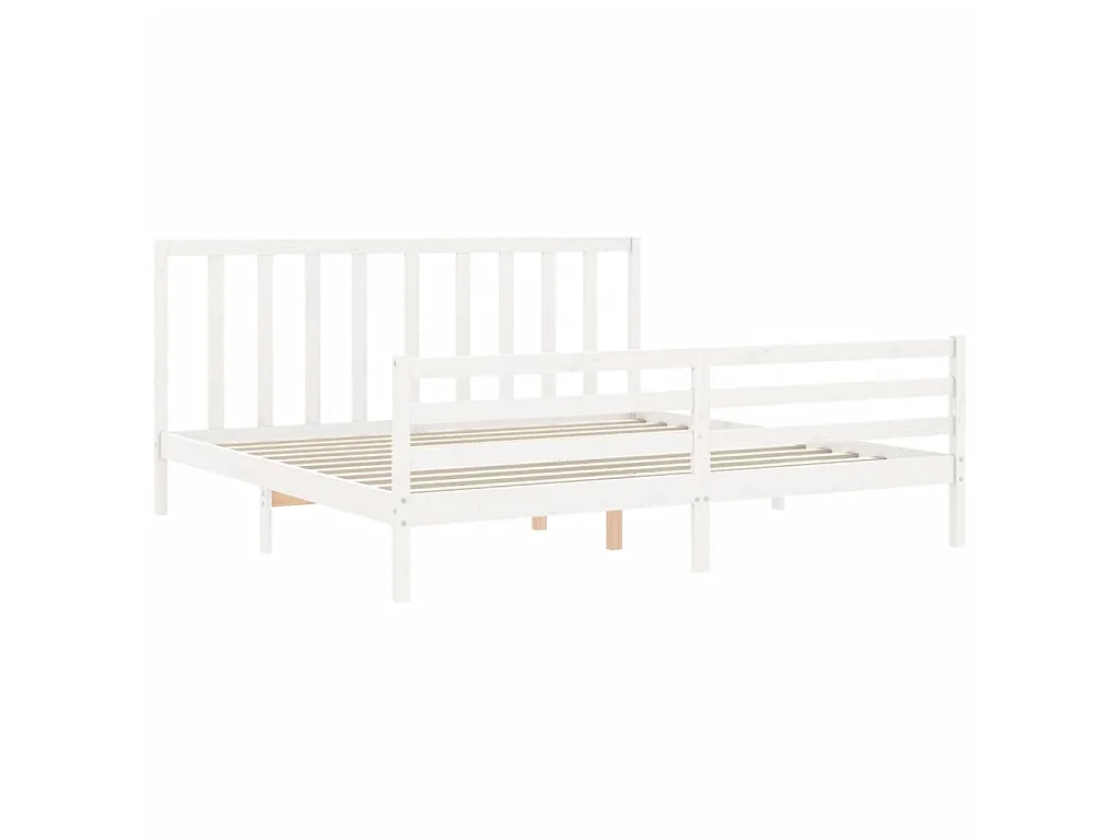 Lit-200x200 cm avec tête de lit blanc bois massif EGGB42947