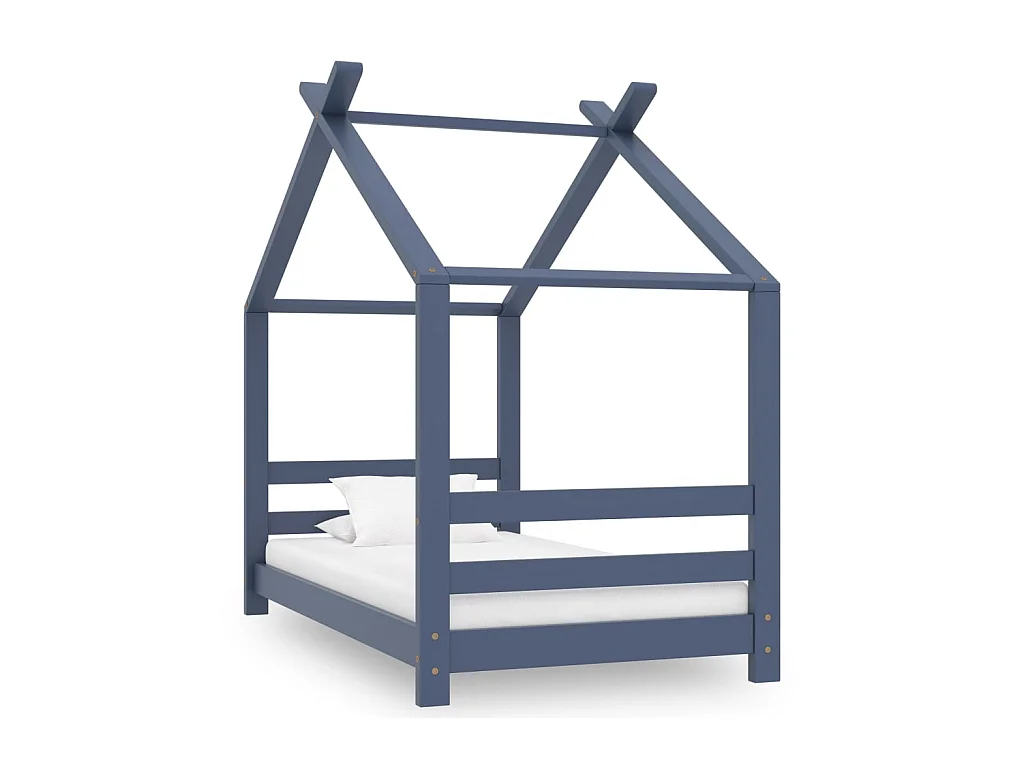 Lit-70x140 cm d'enfant Gris Bois de pin massif EGGB79870