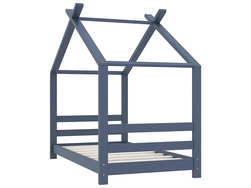 Cama para crianças 70x140 cm pinho maciço cinzento PT953041