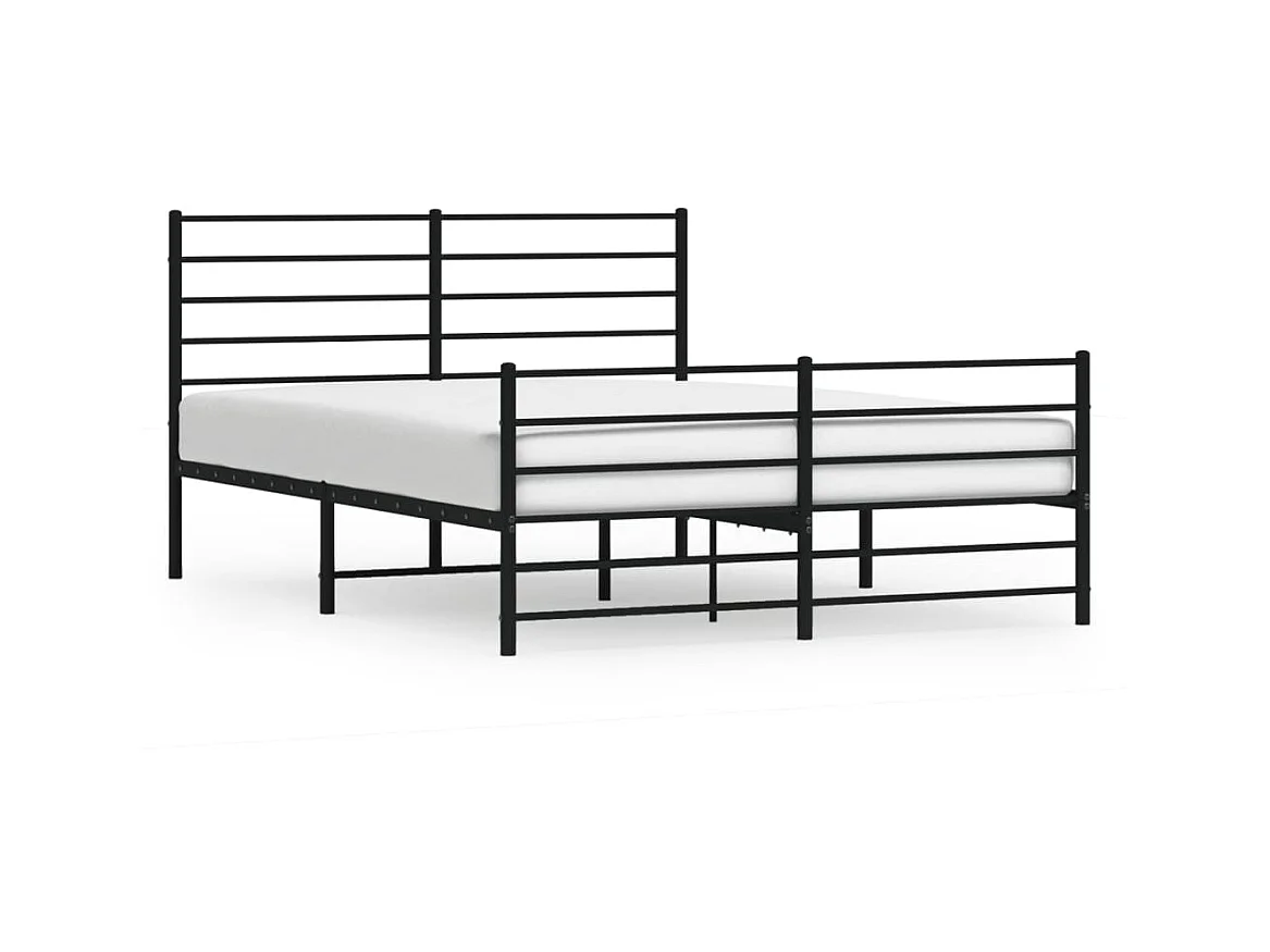 Lit-160x200 cm métal avec tête de lit/pied de lit noir EGGB45876