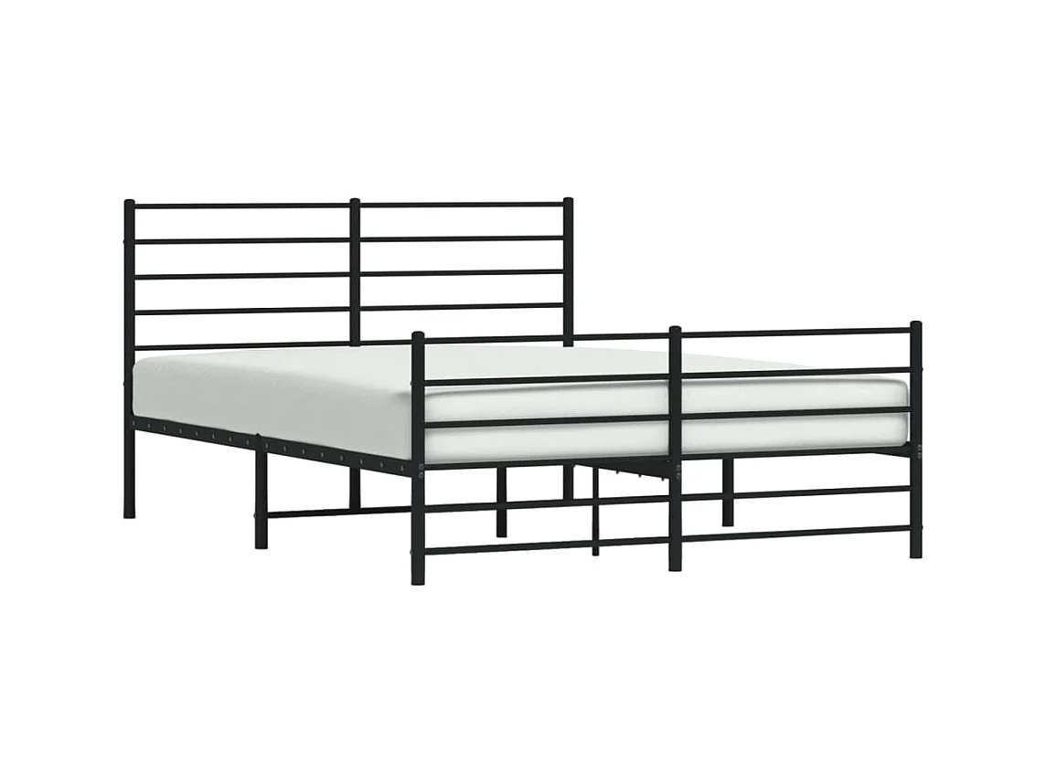 Lit-160x200 cm métal avec tête de lit/pied de lit noir EGGB45876