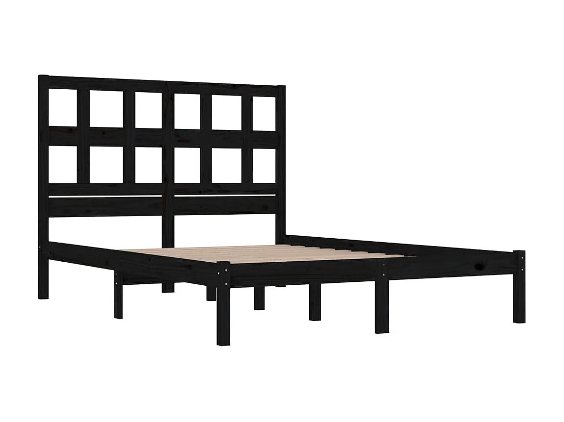 Bedframe massief grenenhout zwart 140x190 cm NL88479