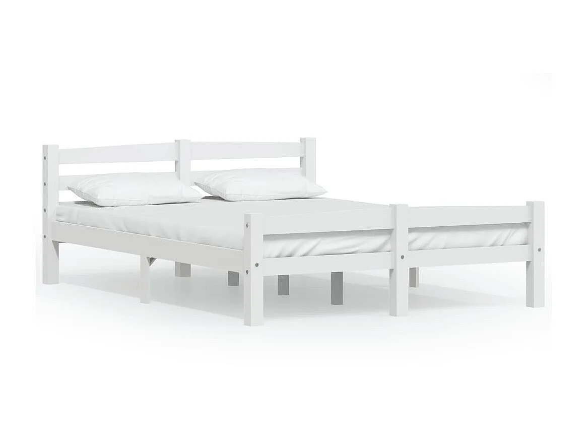 Cama 120x200 cm pinho maciço branco PT532347