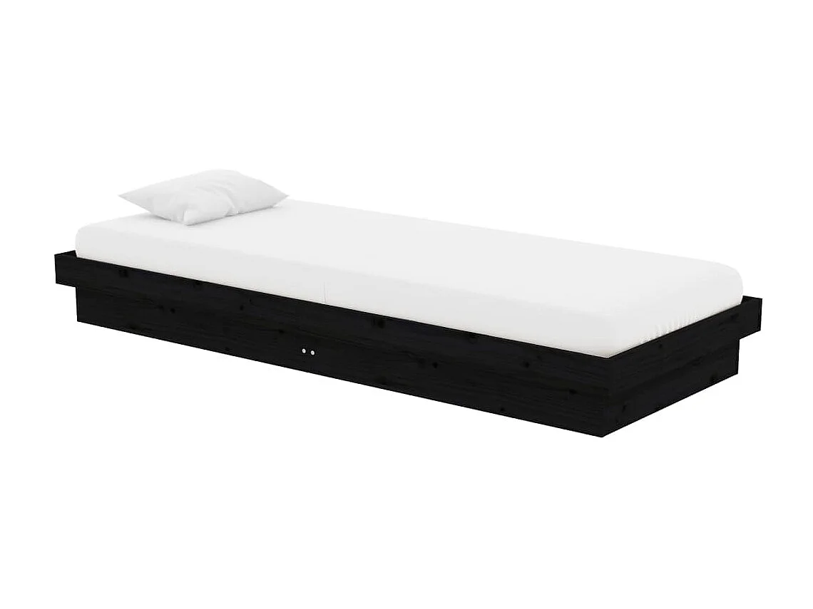 Cama pequena solteiro 75x190 cm madeira maciça preto PT206391