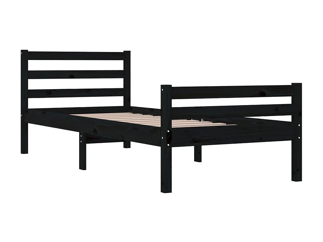 Lit-100x200 cm Noir Bois massif EGGB49241