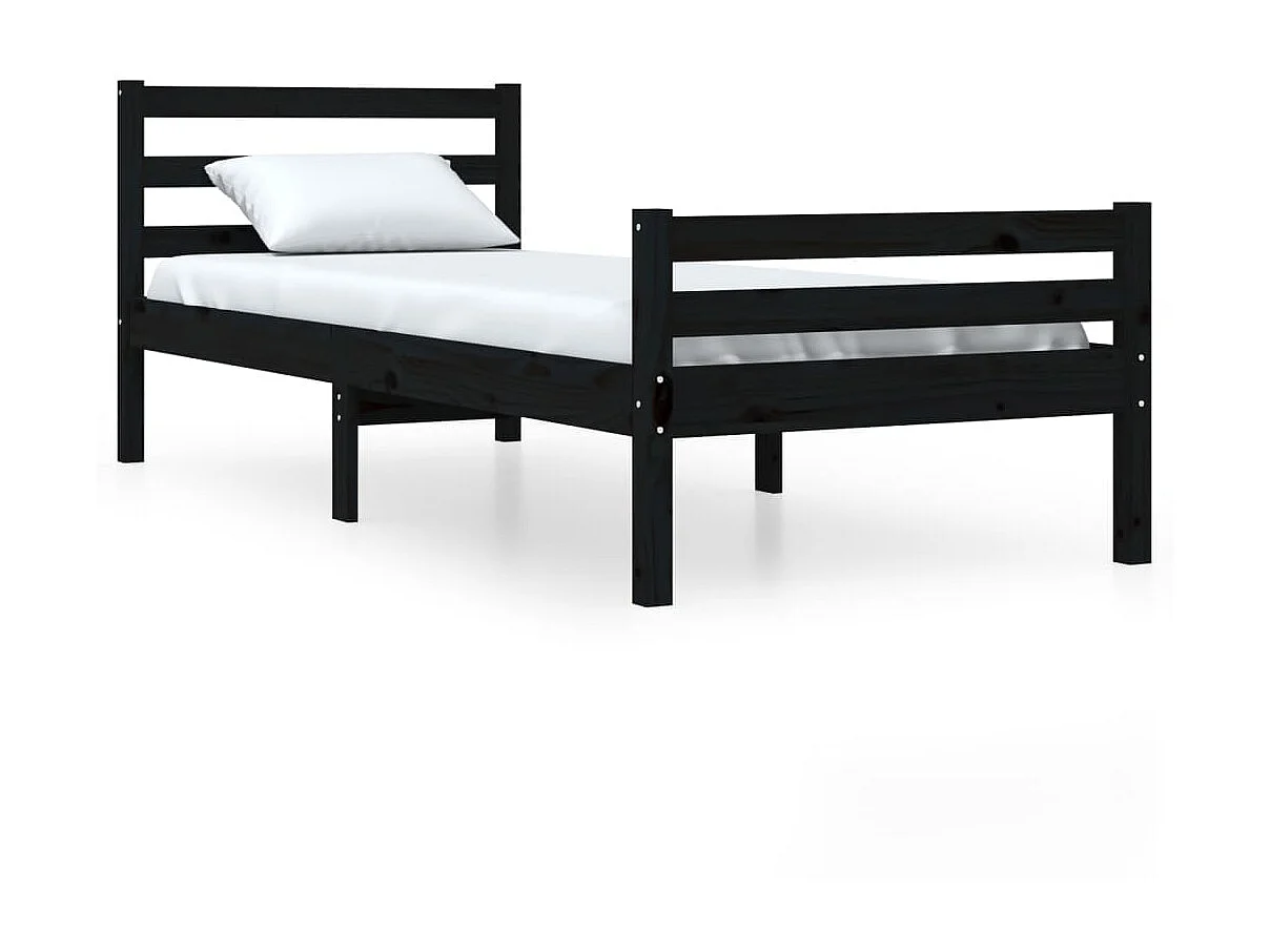 Bedframe massief hout zwart 100x200 cm NL32053