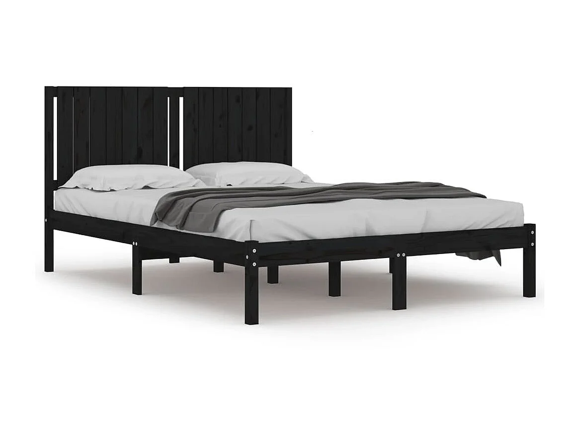 Lit-160x200 cm Noir Bois de pin massif EGGB98193