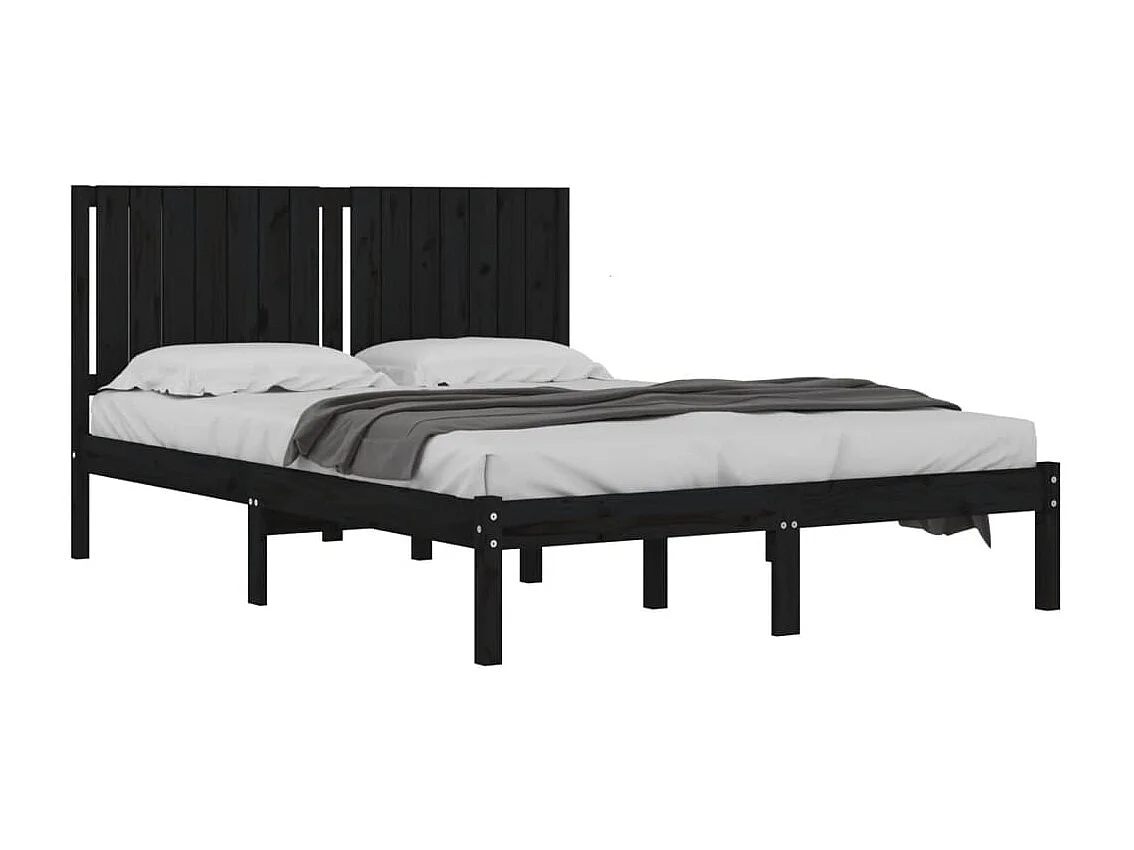 Lit-160x200 cm Noir Bois de pin massif EGGB98193
