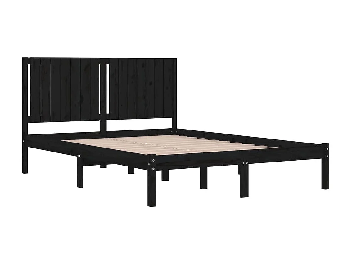 Lit-160x200 cm Noir Bois de pin massif EGGB98193