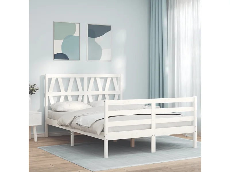 Lit-120x200 cm avec tête de lit blanc bois massif EGGB39123