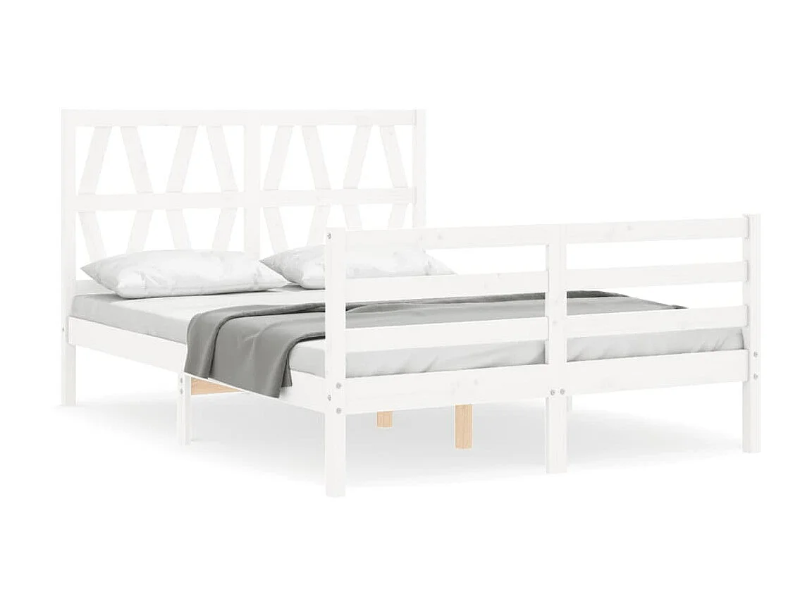 Lit-120x200 cm avec tête de lit blanc bois massif EGGB39123