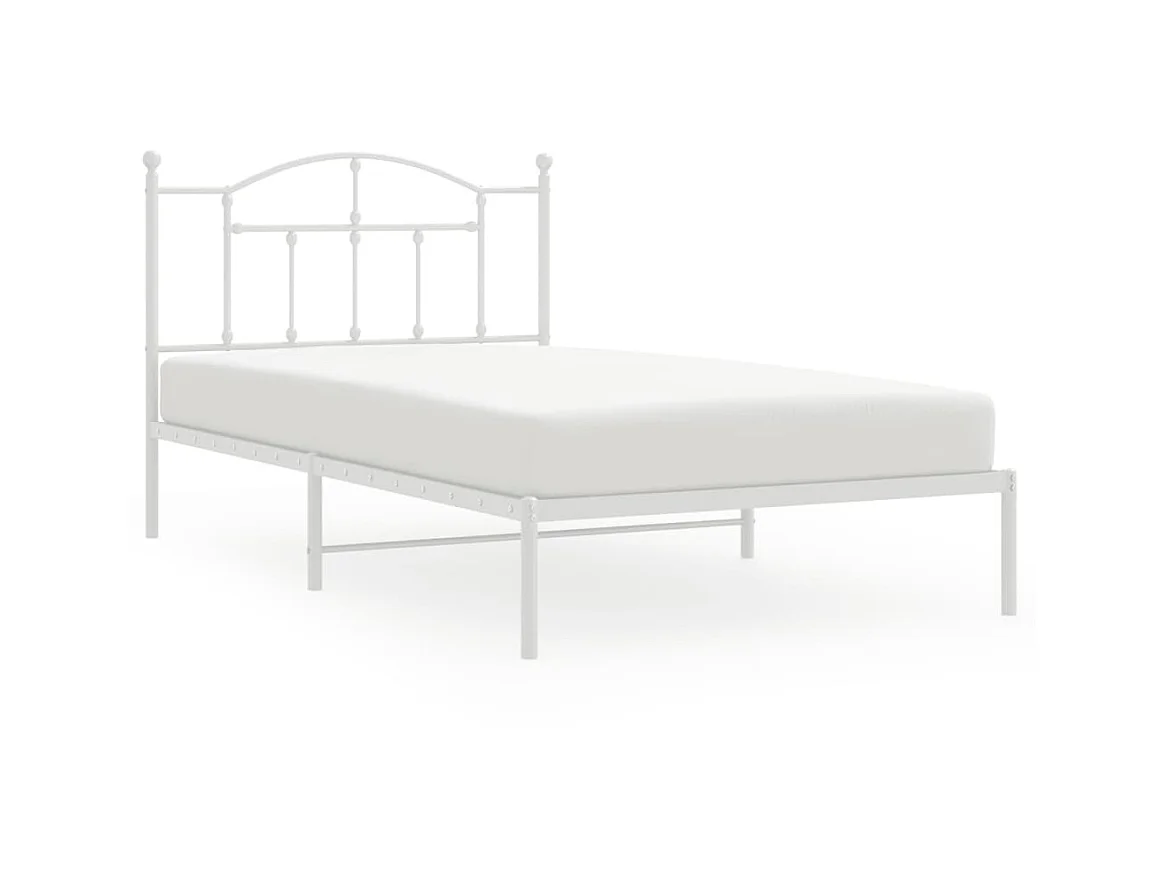 Bedframe met hoofdbord metaal wit 100x200 cm NL27664