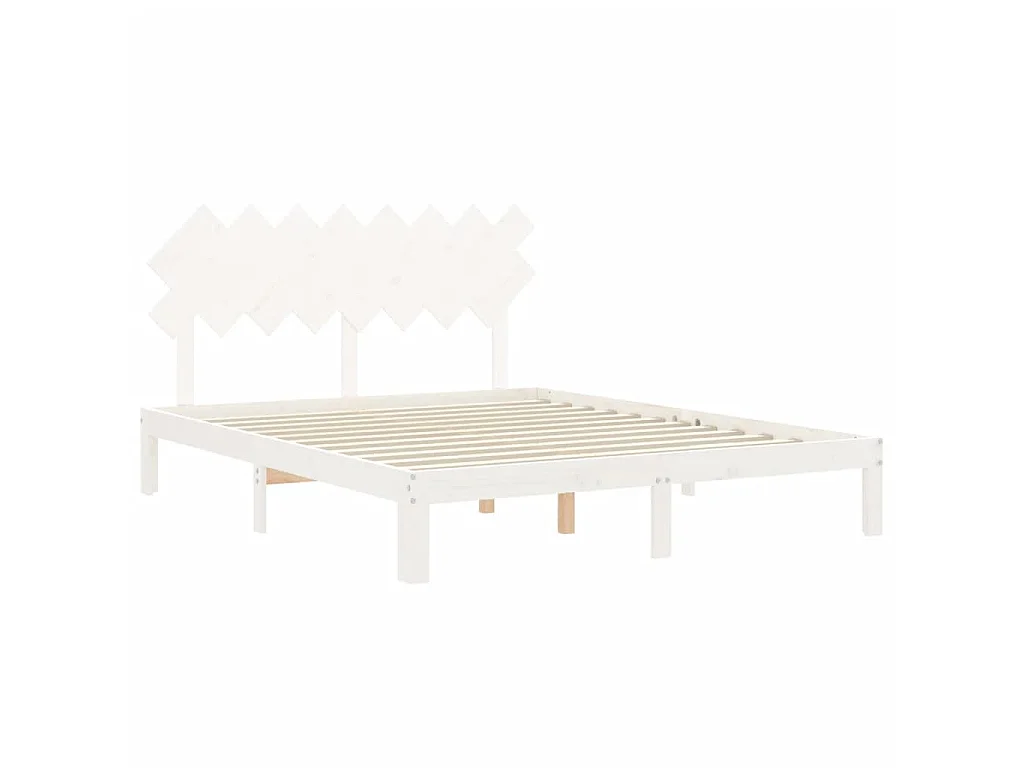 Lit-160x200 cm avec tête de lit blanc bois massif EGGB75086