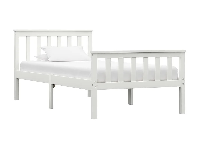 Lit-100x200 cm Blanc Bois de pin massif EGGB78463