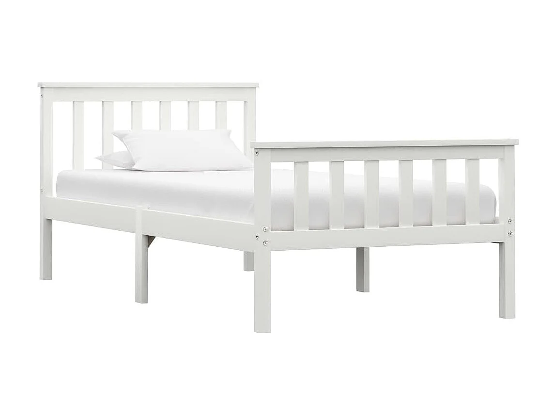 Lit-100x200 cm Blanc Bois de pin massif EGGB78463