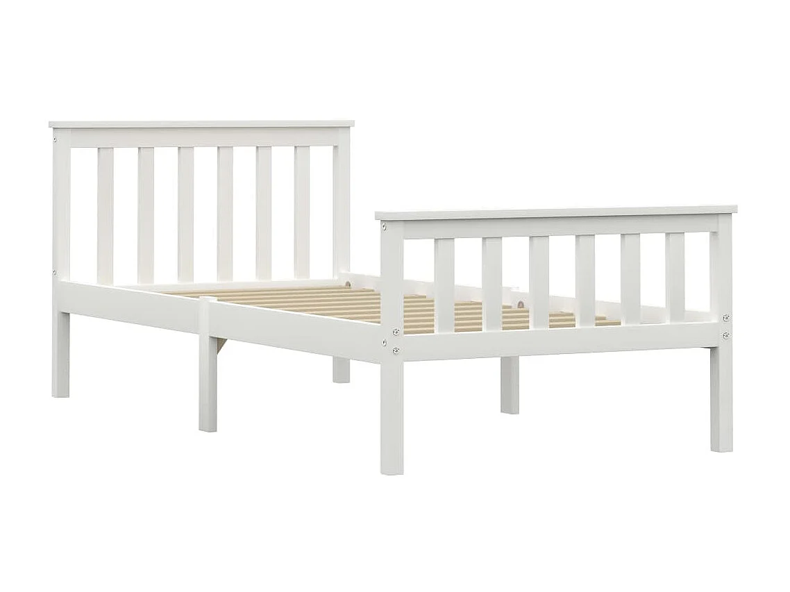 Lit-100x200 cm Blanc Bois de pin massif EGGB78463