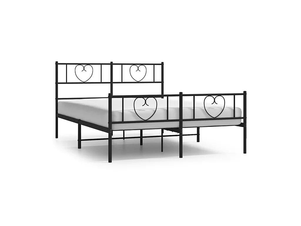 Lit-150x200 cm métal avec tête de lit/pied de lit noir EGGB66157