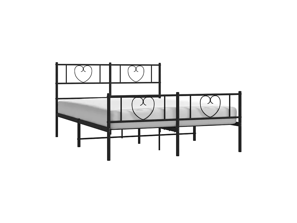 Lit-150x200 cm métal avec tête de lit/pied de lit noir EGGB66157