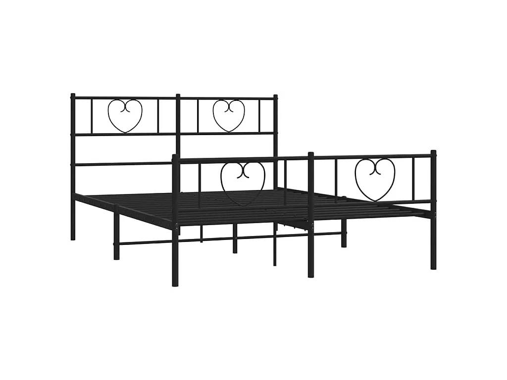 Cama com cabeceira e pés 150x200 cm metal preto PT568471