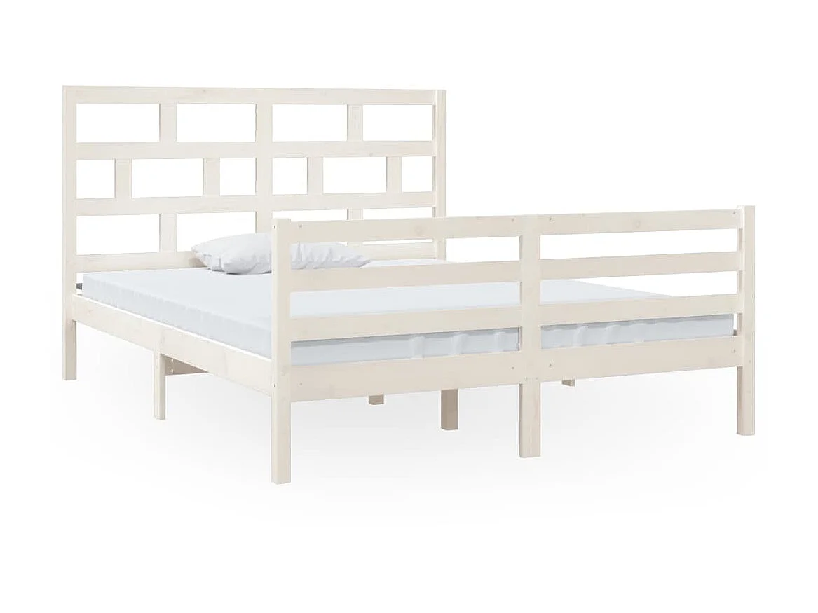 Lit-150x200 cm blanc bois massif très grand EGGB90255
