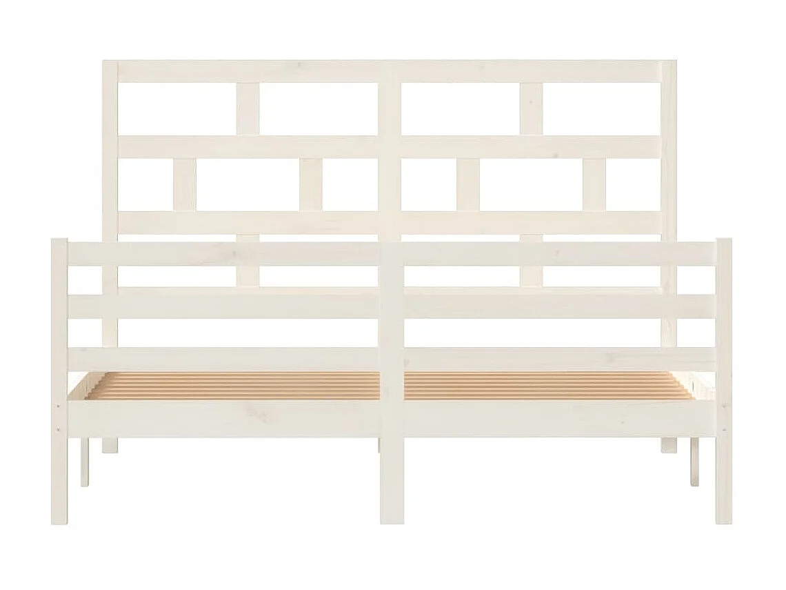 Lit-150x200 cm blanc bois massif très grand EGGB90255