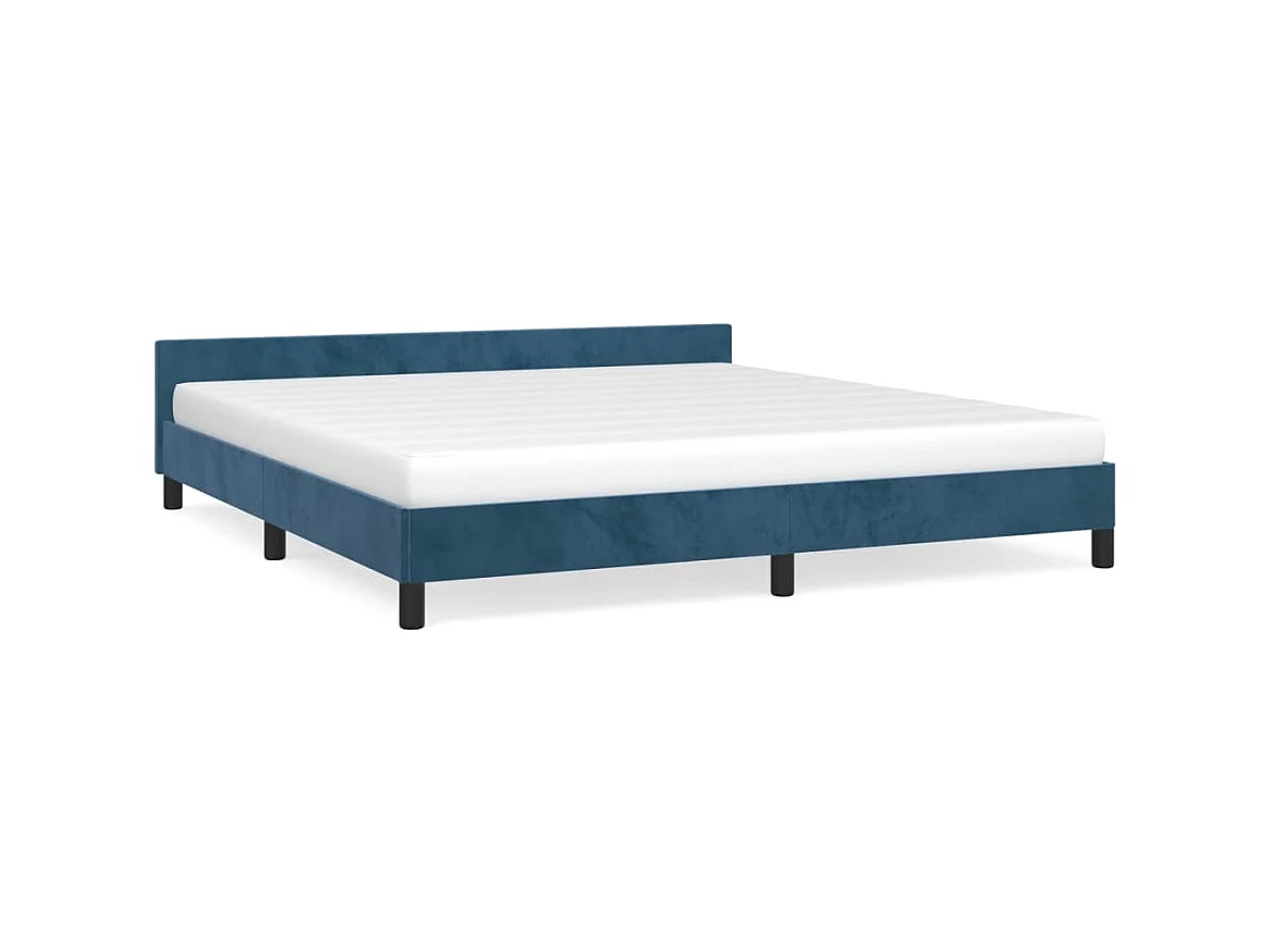 Cama 160x200 cm con cabecero terciopelo azul oscuro ES60004