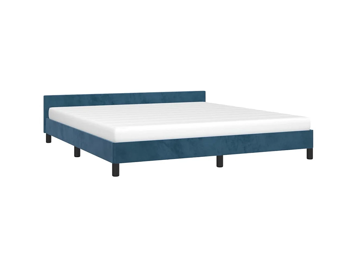 Cama 160x200 cm con cabecero terciopelo azul oscuro ES60004