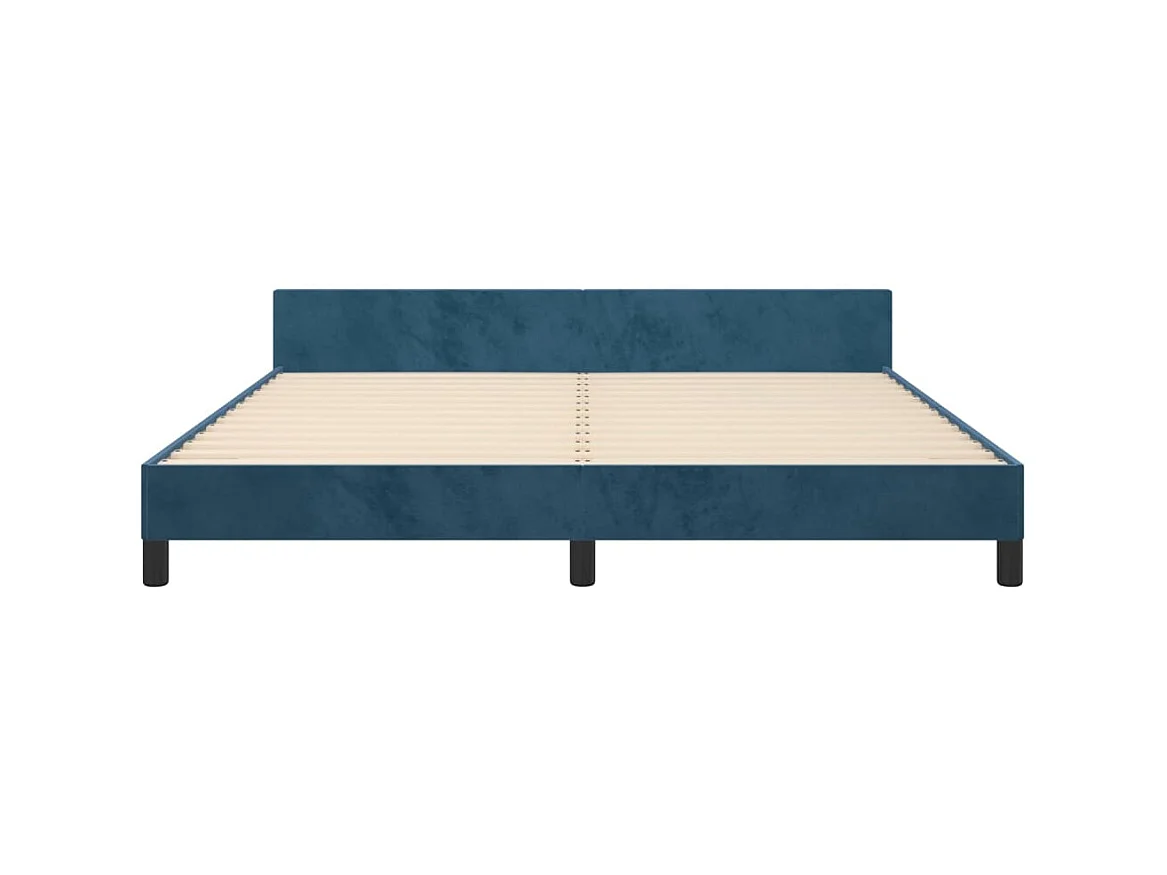 Cama 160x200 cm con cabecero terciopelo azul oscuro ES60004