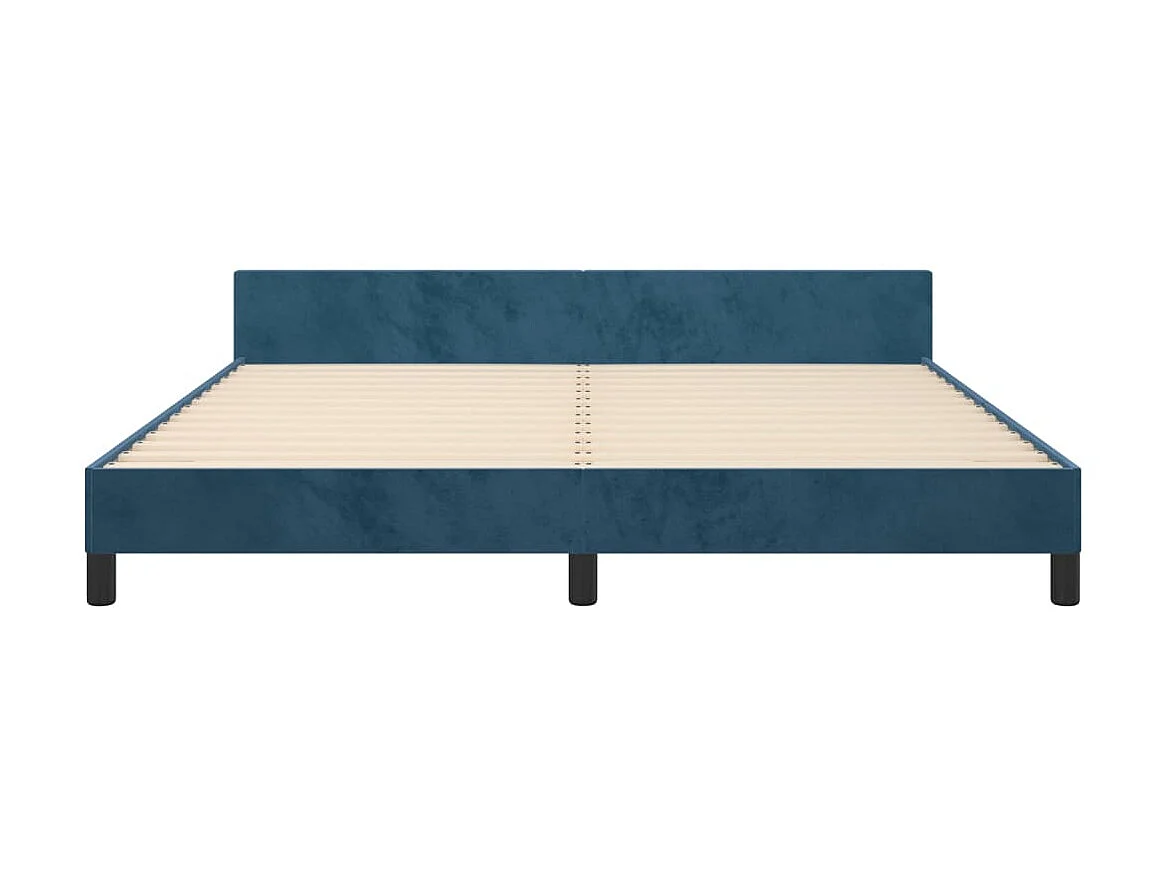 Cama 160x200 cm con cabecero terciopelo azul oscuro ES60004