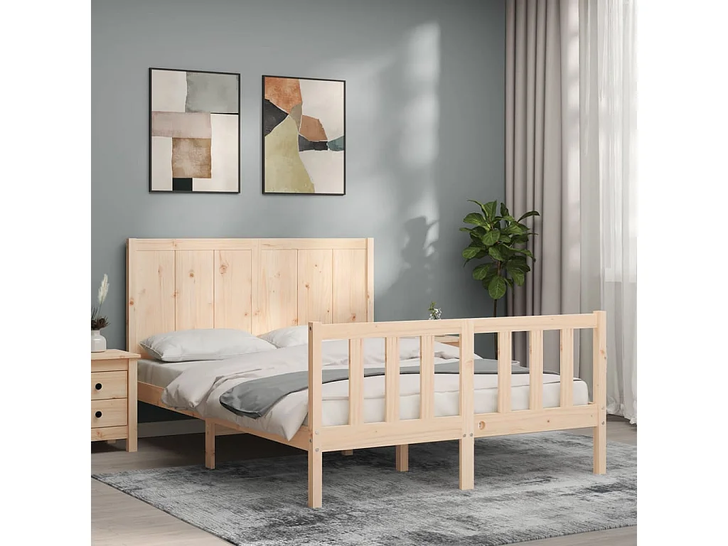 Lit-140x190 cm avec tête de lit bois massif EGGB91761