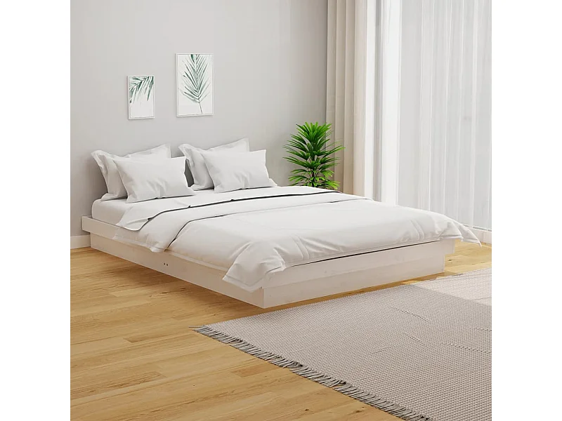 Cama pequena casal 120x190 cm pinho maciço branco PT744953