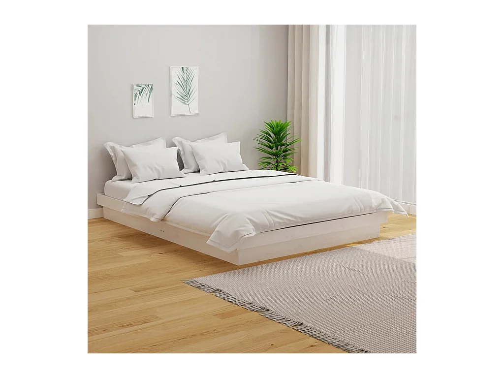 Cama pequena casal 120x190 cm pinho maciço branco PT744953