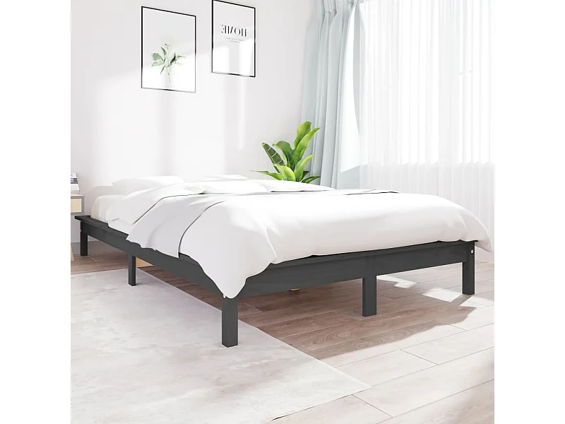 Cama 140x200 cm madera maciza de pino gris ES45120