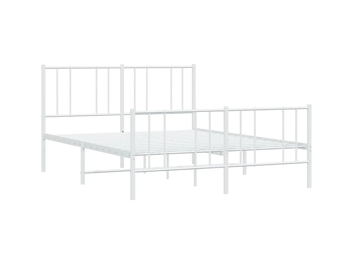 Lit-140x200 cm métal avec tête de lit/pied de lit blanc EGGB94263