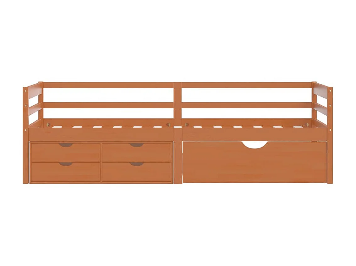 Cama com gavetas e móvel 90x200 cm pinho maciço castanho-mel PT470392