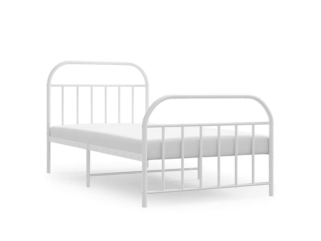 Lit-100x190 cm métal avec tête de lit/pied de lit blanc EGGB66595