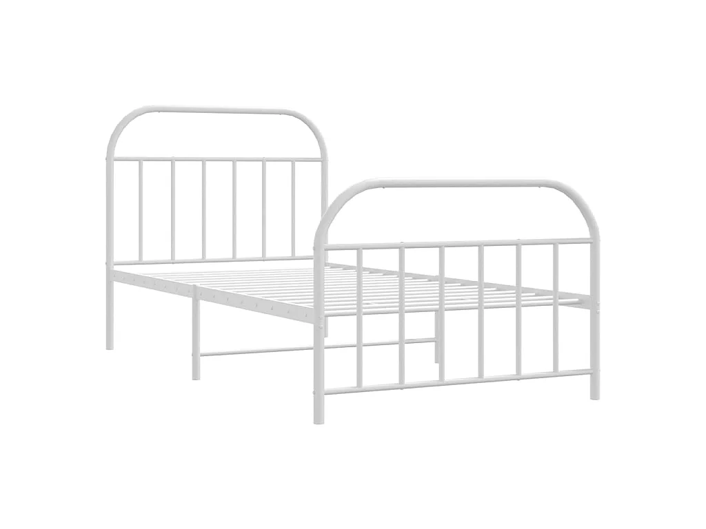 Lit-100x190 cm métal avec tête de lit/pied de lit blanc EGGB66595