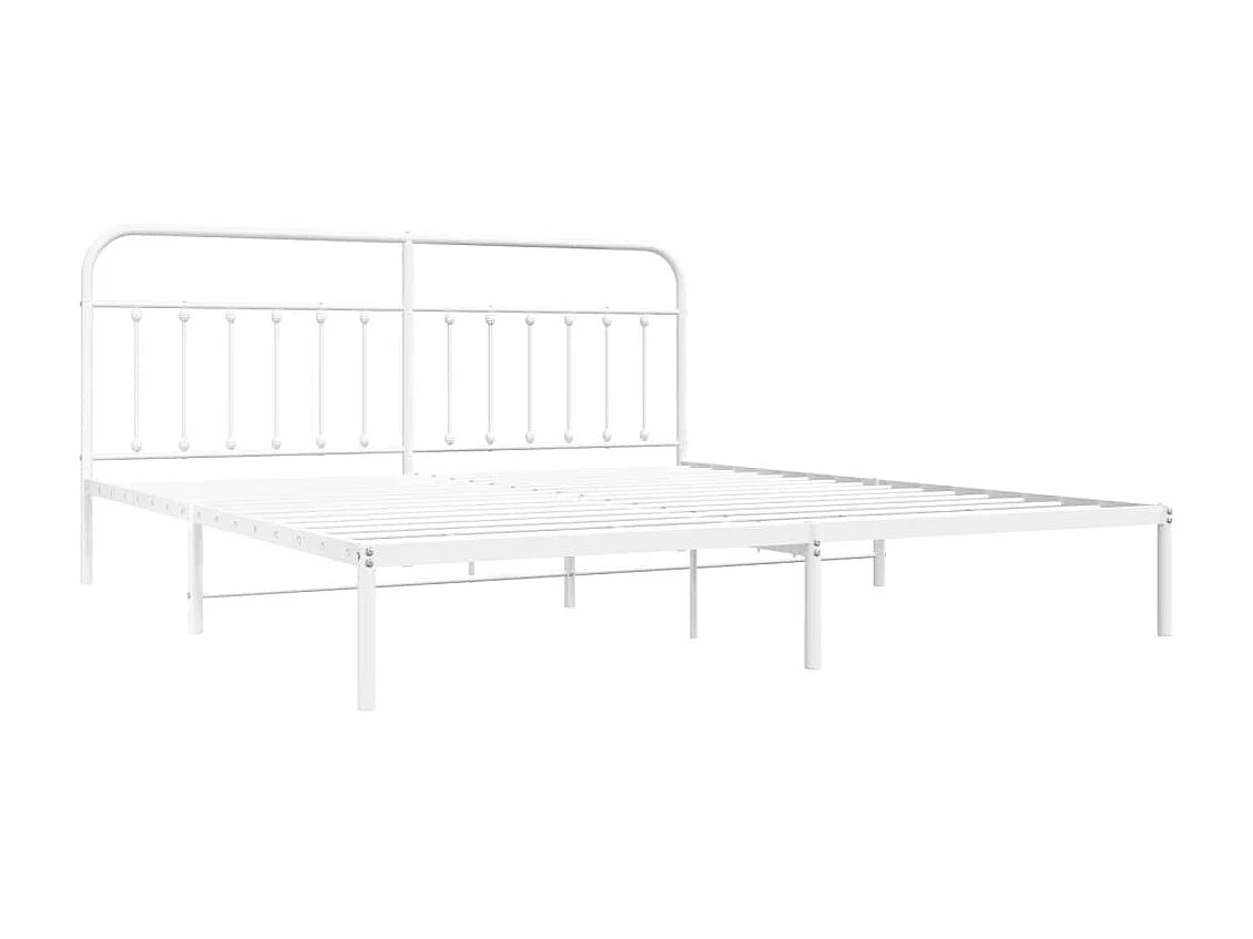 Lit-193x203 cm métal avec tête de lit blanc EGGB12153
