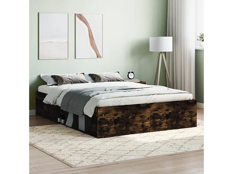 Cama 135x190 cm de matrimonio roble ahumado ES77009