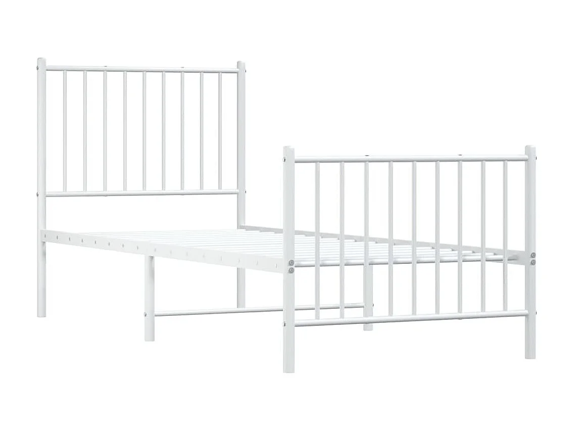 Cama com cabeceira e pés 75x190 cm metal branco PT792816