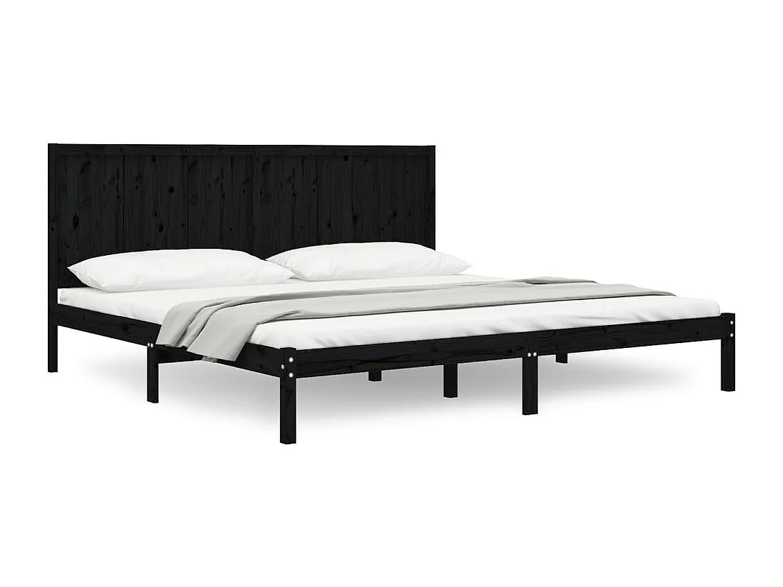Lit-200x200 cm Noir Bois de pin massif EGGB54496