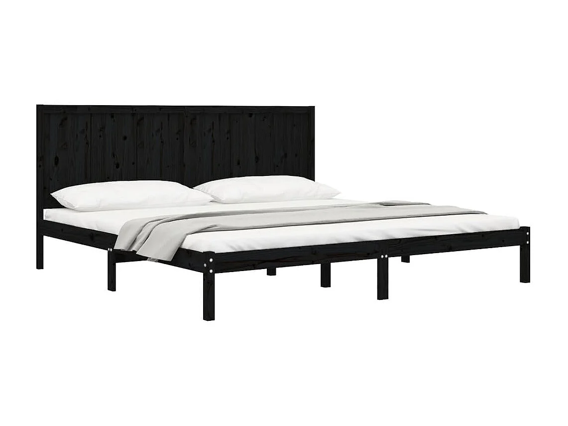 Lit-200x200 cm Noir Bois de pin massif EGGB54496